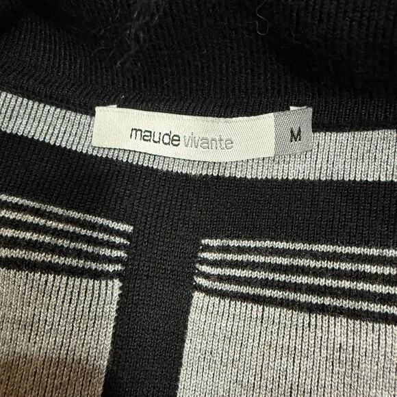 Maude Vivante Button Front Cardigan Sweater Faux Fur Black Women's Size Medium - Picture 6 of 9